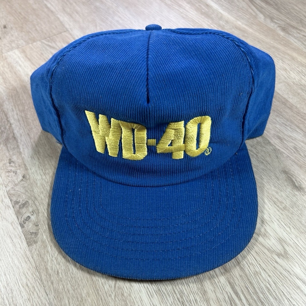 VTG 80s  WD40 Snapback Hat Stylemaster Corduroy Blue Made in USA Cap